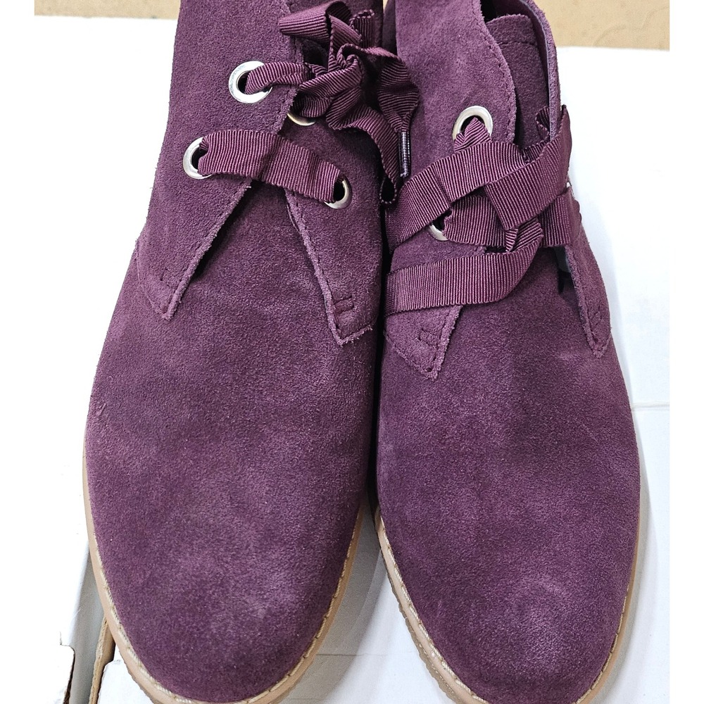 Isaac Mizrahi Live IM ZOE Dark Red Suede Ribbon Lace Desert‎ Boots Womens 10M